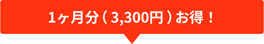 1ヶ月分（3,300円）お得！